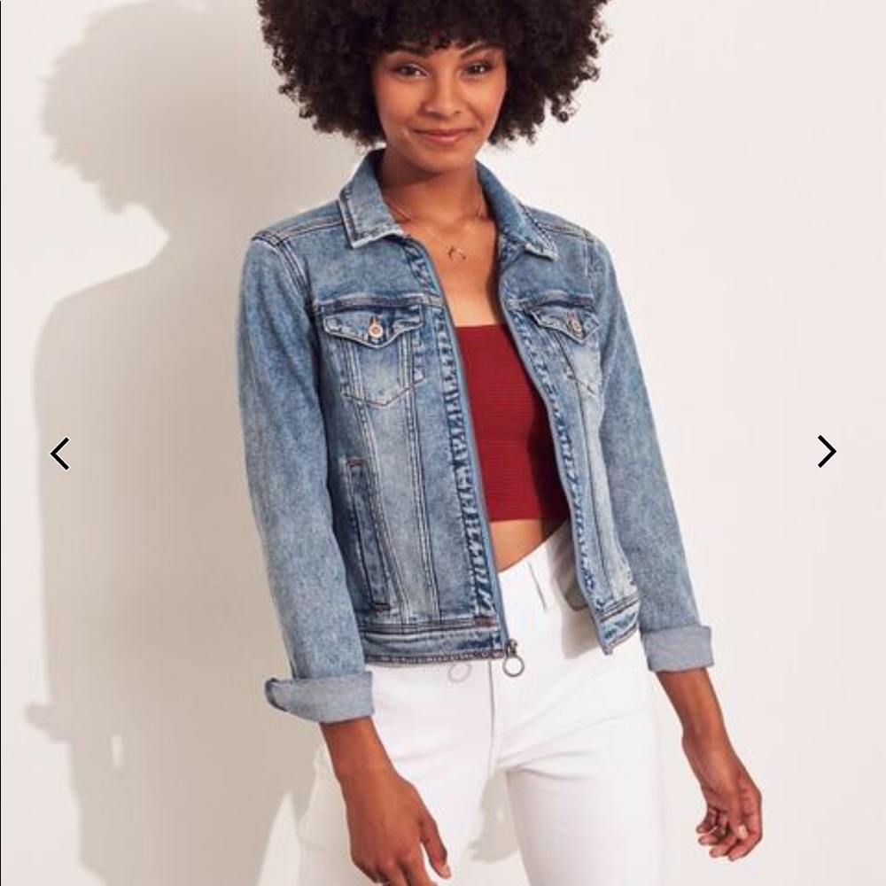 Hollister Medium Acid Wash Stretch Denim Jacket